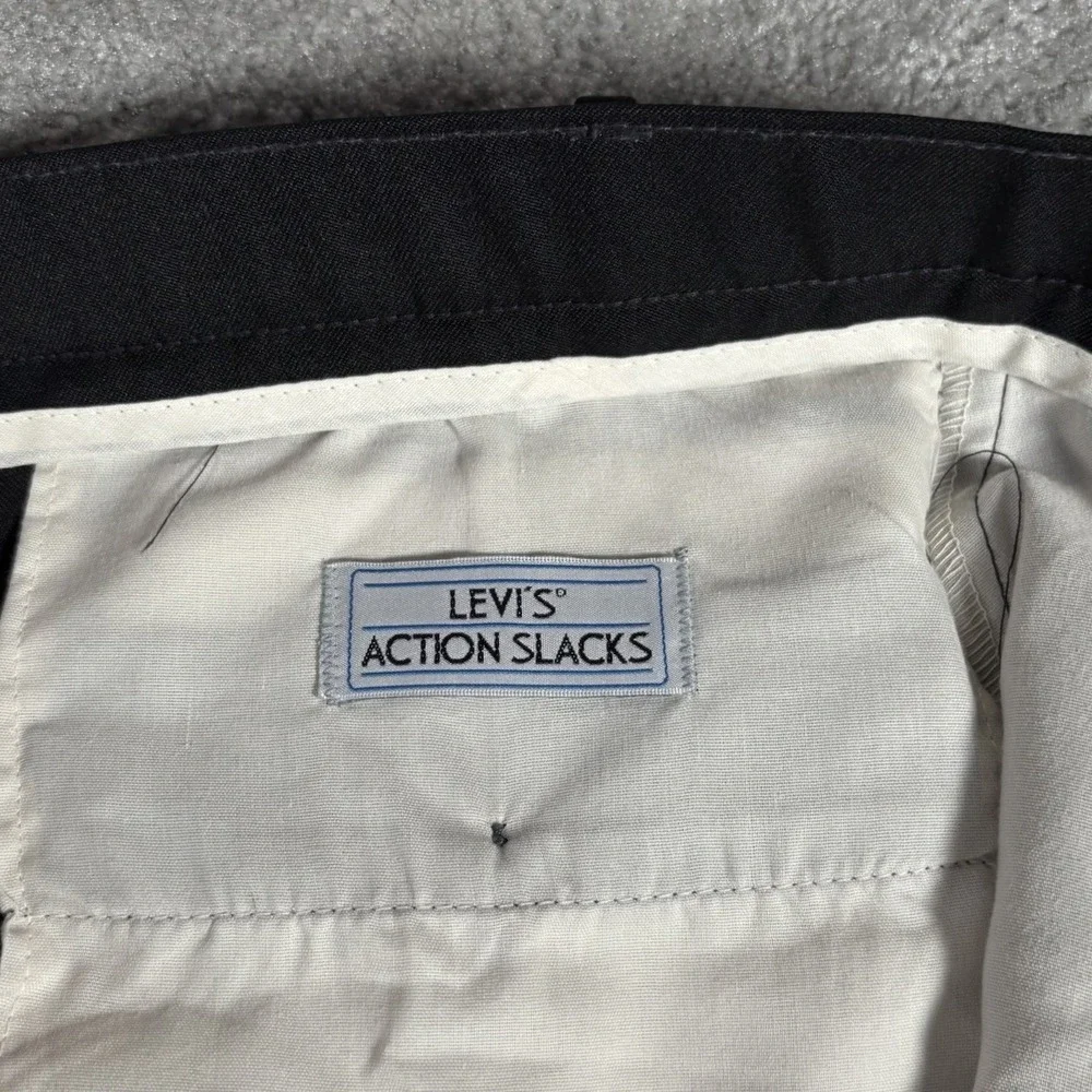 Vintage Levis Action Slacks Mens 36x34 Black Dacron Polyester Dress Pants‎ 90s